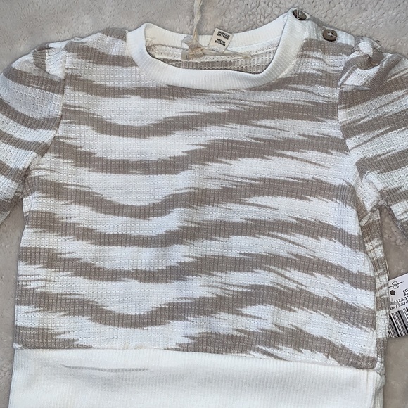 NWT Jessica Simpson 2pc. Set Tan & Off White 3-6M Top & Pants - Picture 7 of 10
